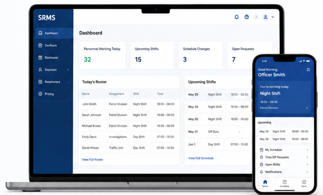 SRMS dashboard preview on laptop and mobile